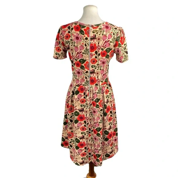 LuLaRoe Floral Dress - Magenta-Pink, Orange and Olive Green w/pockets! - Picture 4 of 4